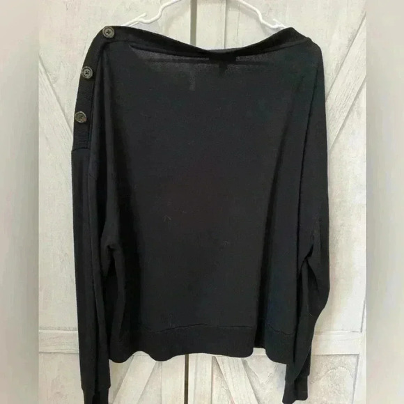 J. Crew Black Pullover Sweater Womens L Asymmetrical Button Capsule Wardrobe - Picture 4 of 5
